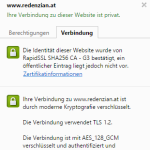 Browser Zertifikatsanzeige: Domain Validiertes Zertifikat